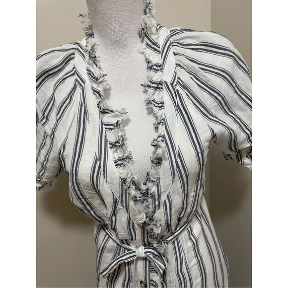 New Anthropologie Pilcro Ruffle-Collar Buttondown Dress Size 8 - Picture 5 of 9